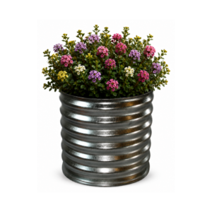 Galvanised Round Planter
